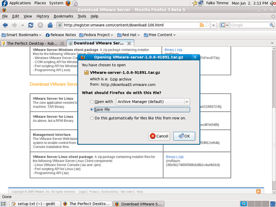 Скачанный архив VMware Server