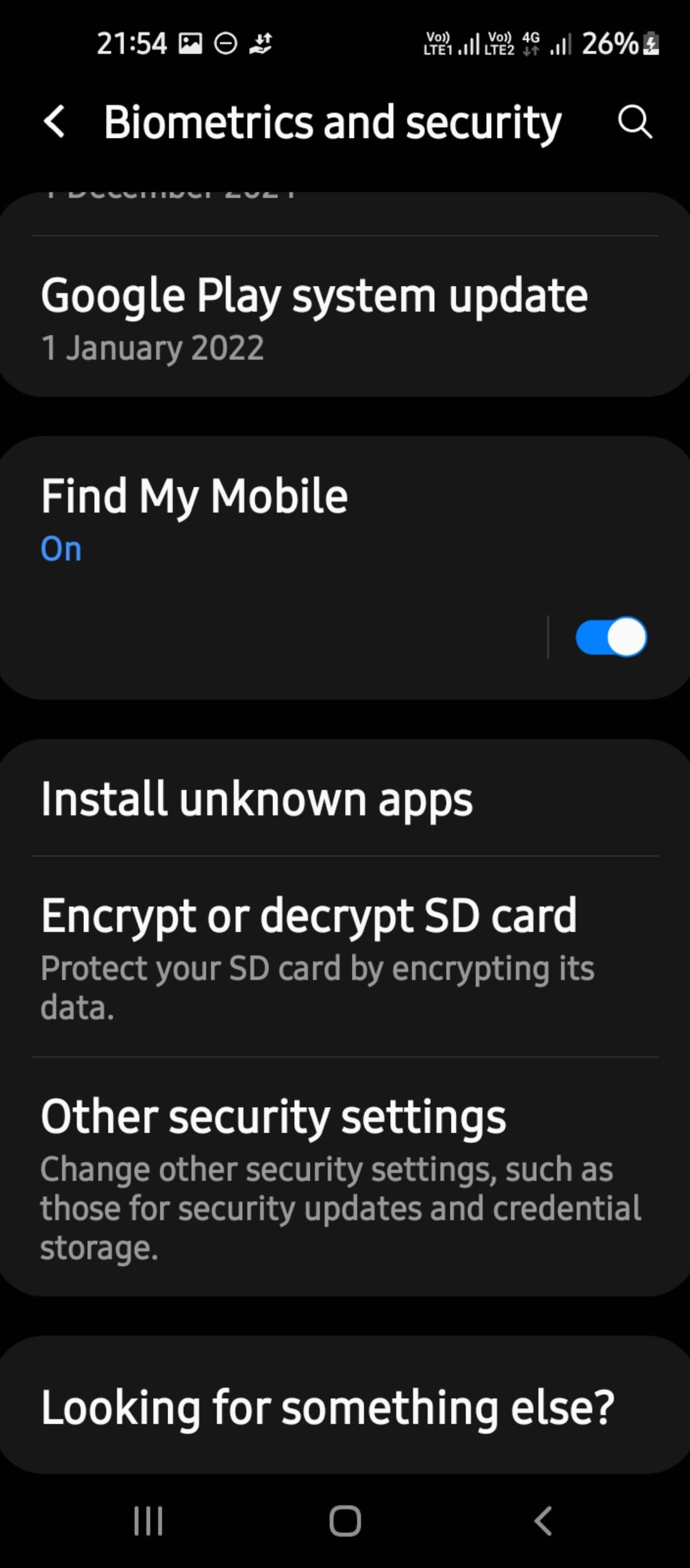 Настройки SmartThings Find в устройстве Samsung Galaxy