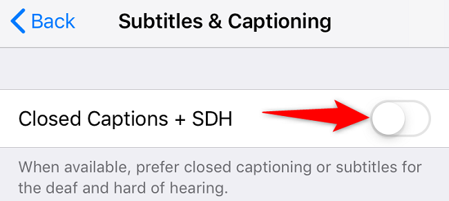 Отключите «Субтитры + SDH».