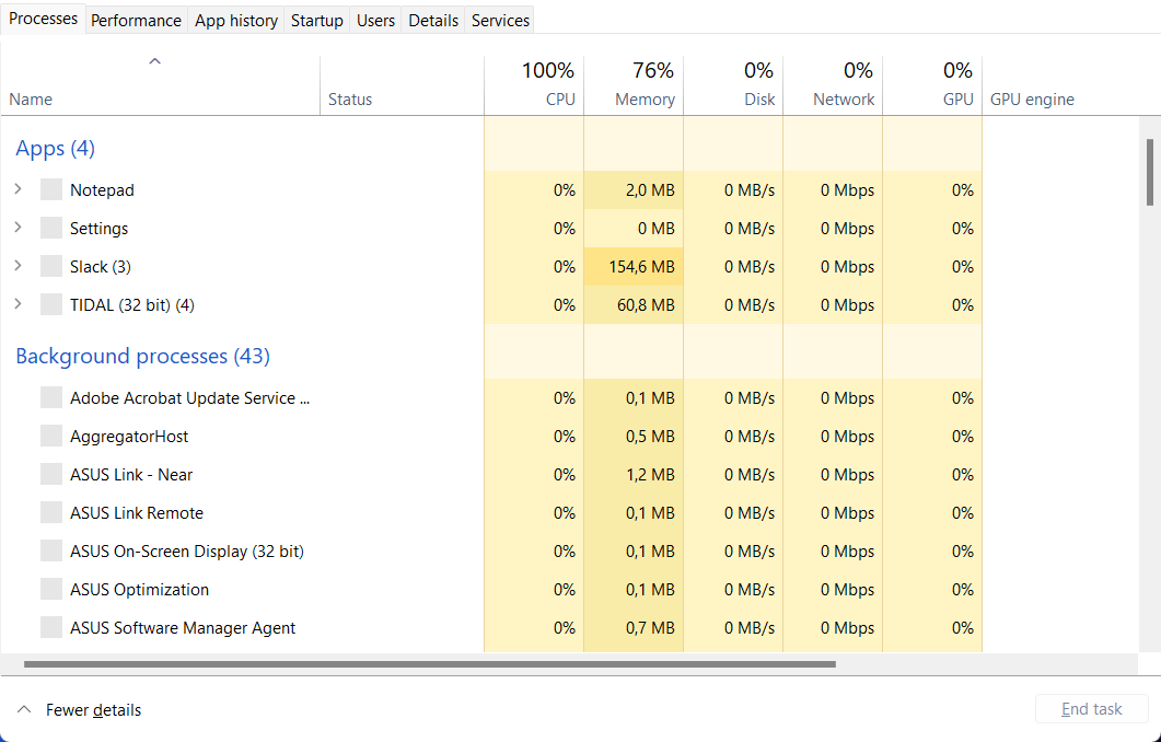 League of Legends в Диспетчере задач — вкладка Производительность/Детали