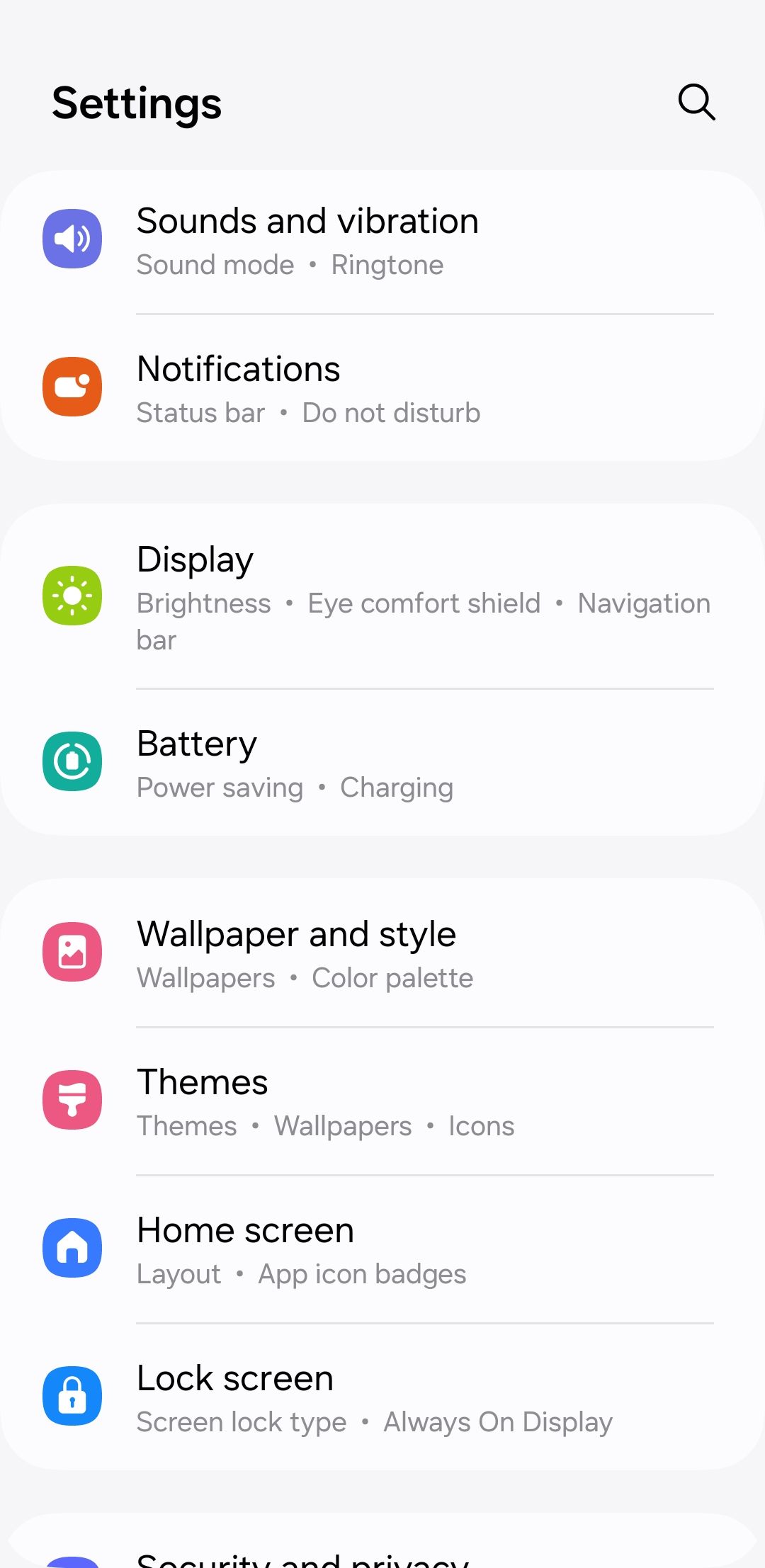 Меню «Батарея» в Android
