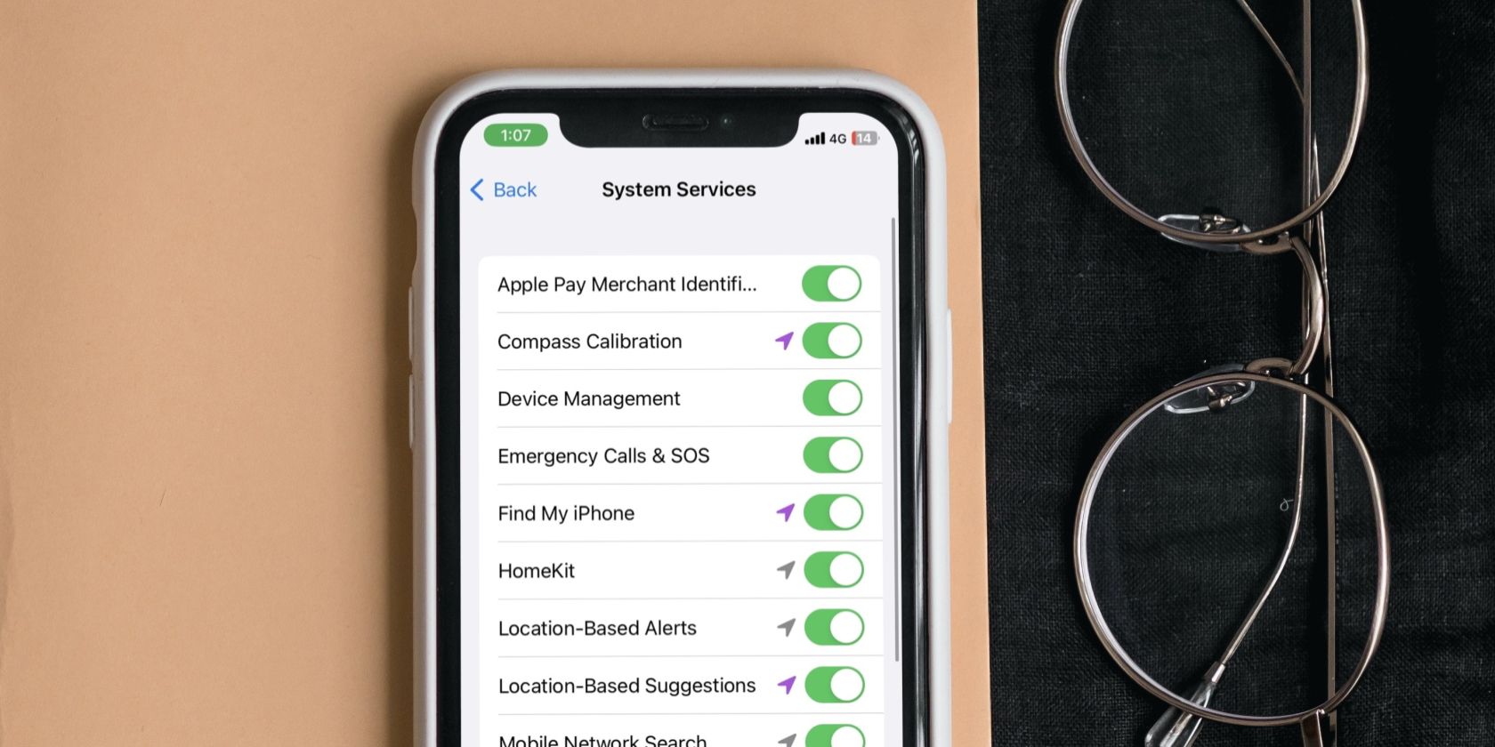 Отключить системные службы iPhone