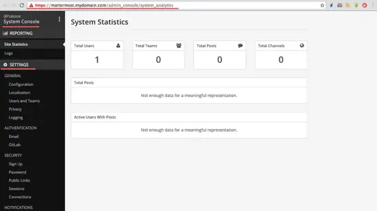 Systemkonsole von Mattermost
