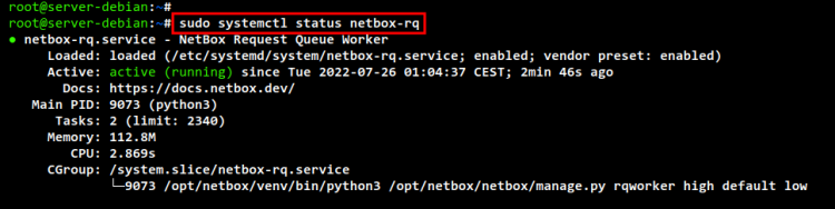 Статус сервиса netbox-rq