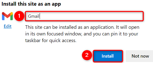 Создание приложения Gmail в Edge с возможностью выбора значка