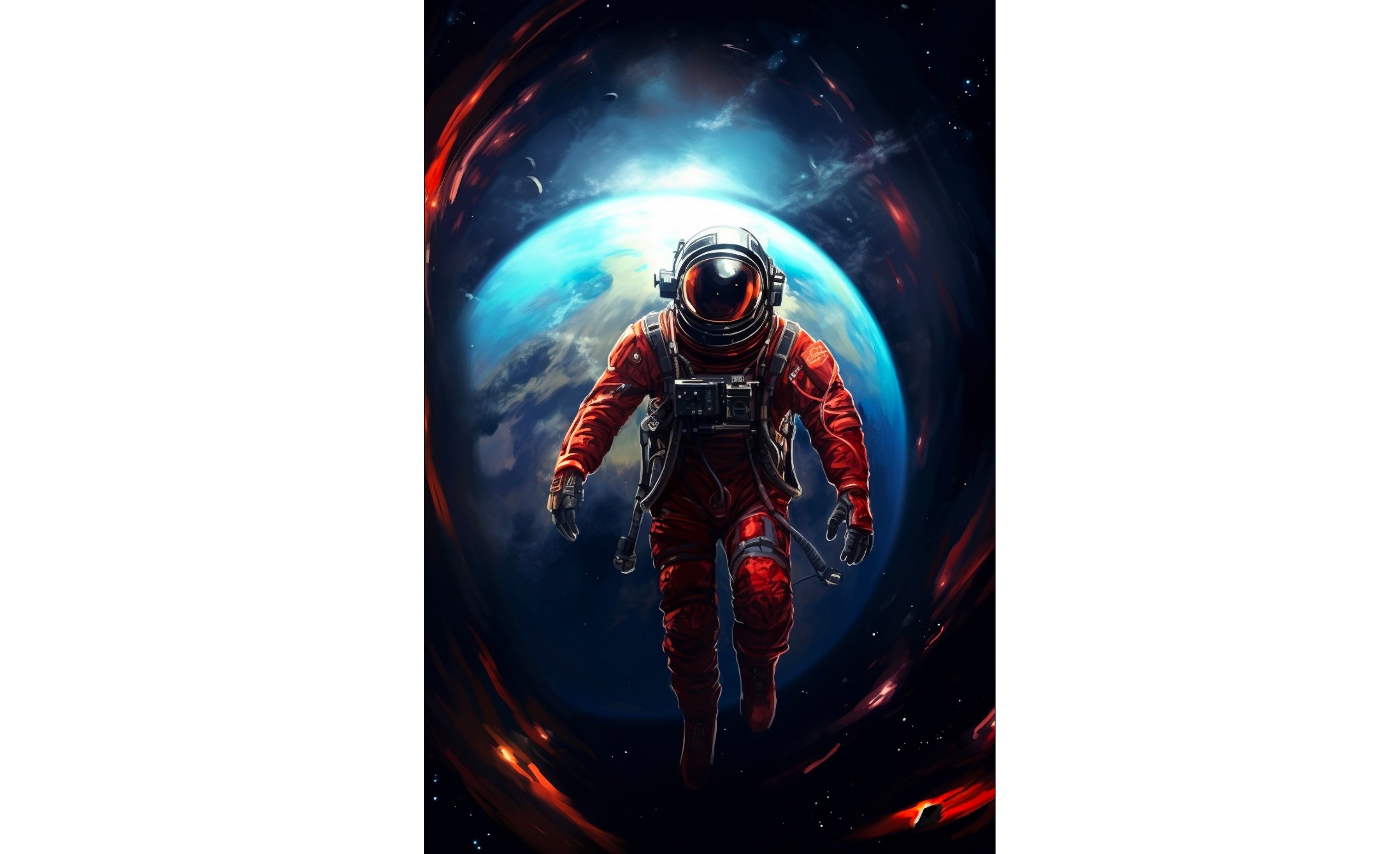 Астронавт в космосе, пример портретного соотношения в Midjourney