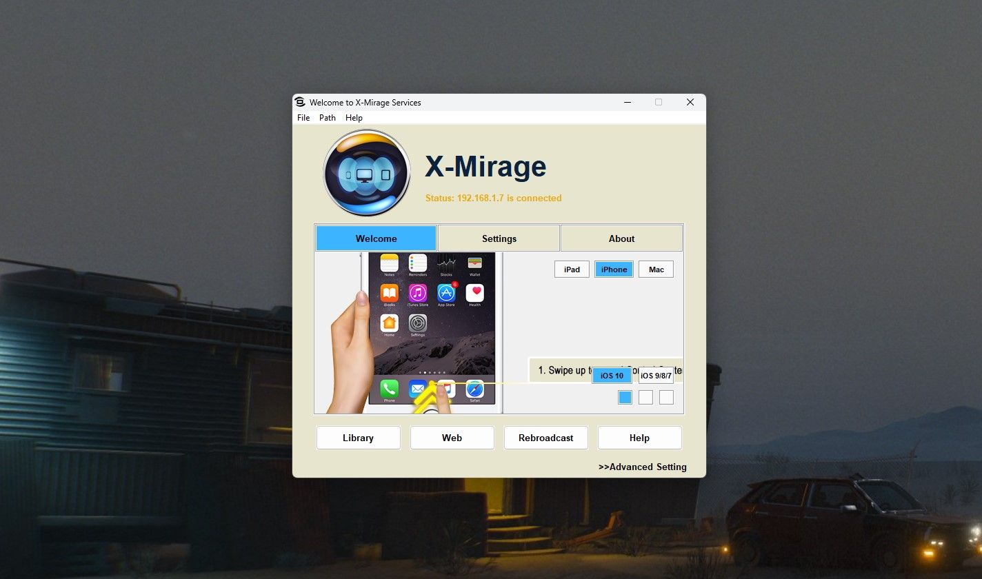 Главный экран X-Mirage