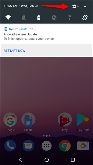 Скриншот: меню уведомлений в Nougat