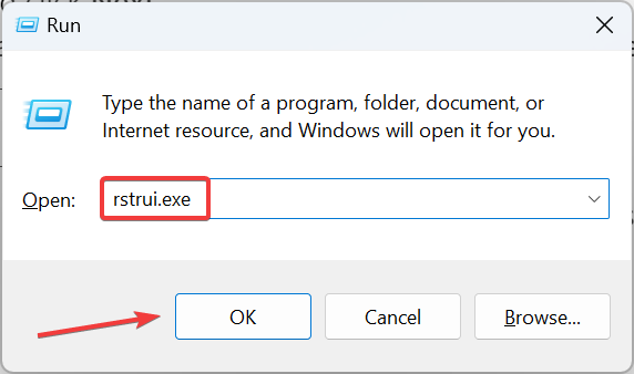 Окно восстановления системы