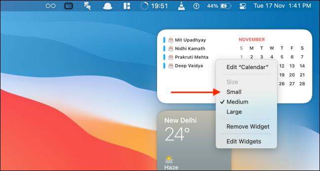 Click Small To Resize a Widget