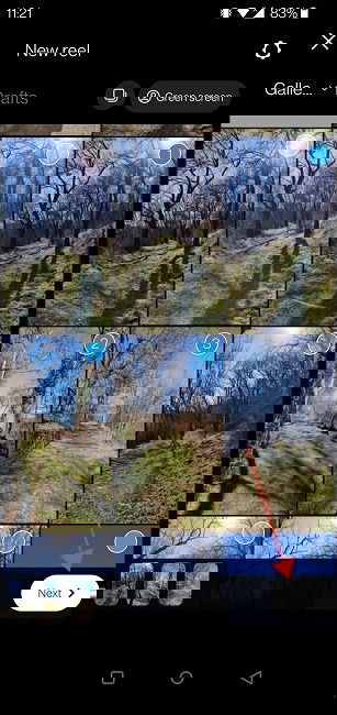 Add Photos Reels Mobile Next Button