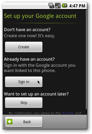 Вход в аккаунт Google