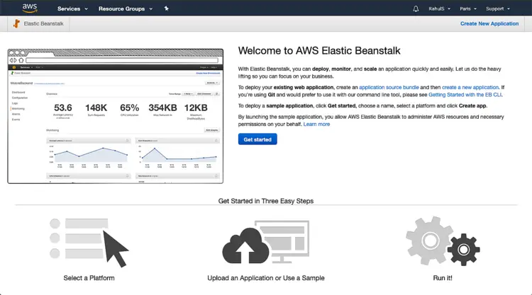 Стартовый экран Elastic Beanstalk