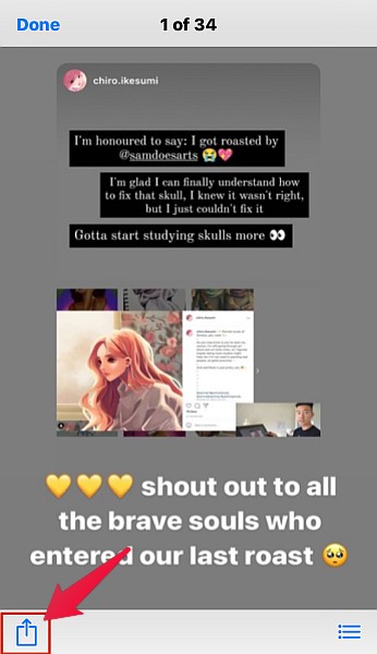 Кнопка поделиться в приложении Файлы