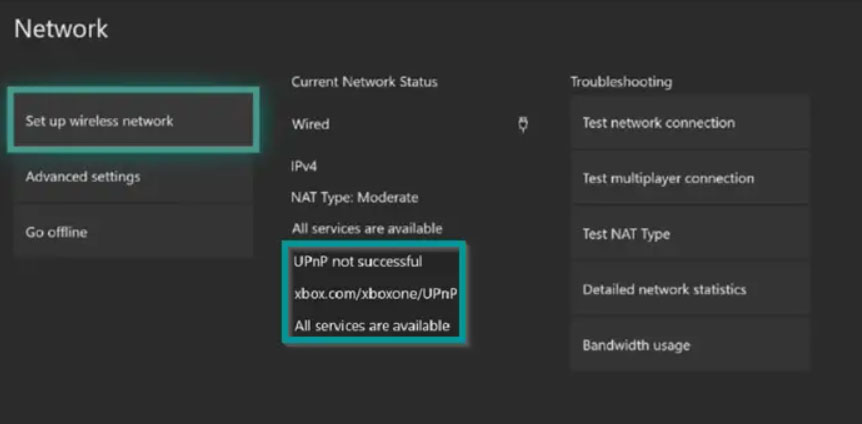Иллюстрация: всплывающее сообщение об ошибке UPnP на экране Xbox