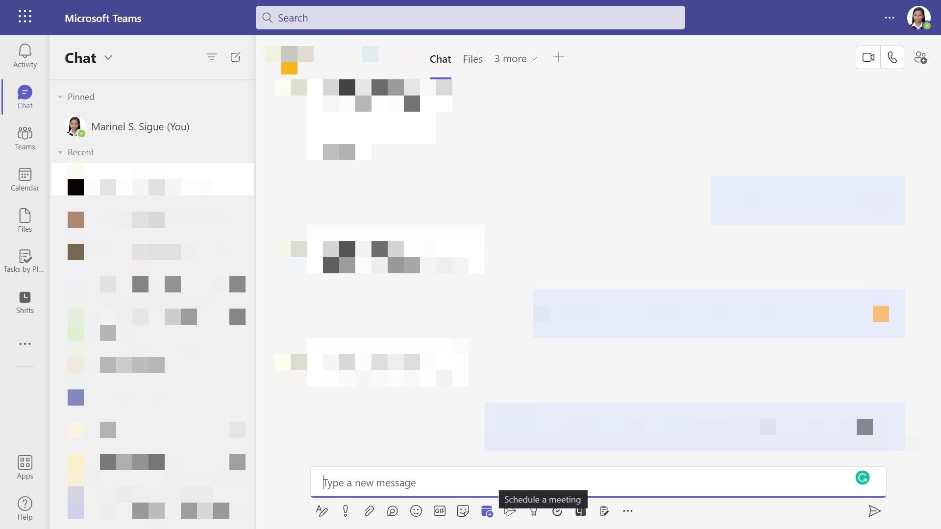 Планирование встречи в Microsoft Teams из окна чата один на один или группового чата