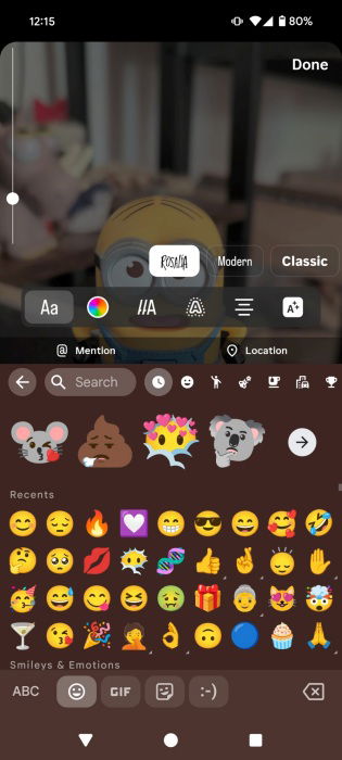 Вид Emoji kitchen в Gboard на Android