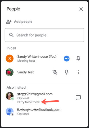 Заметка RSVP в Google Meet