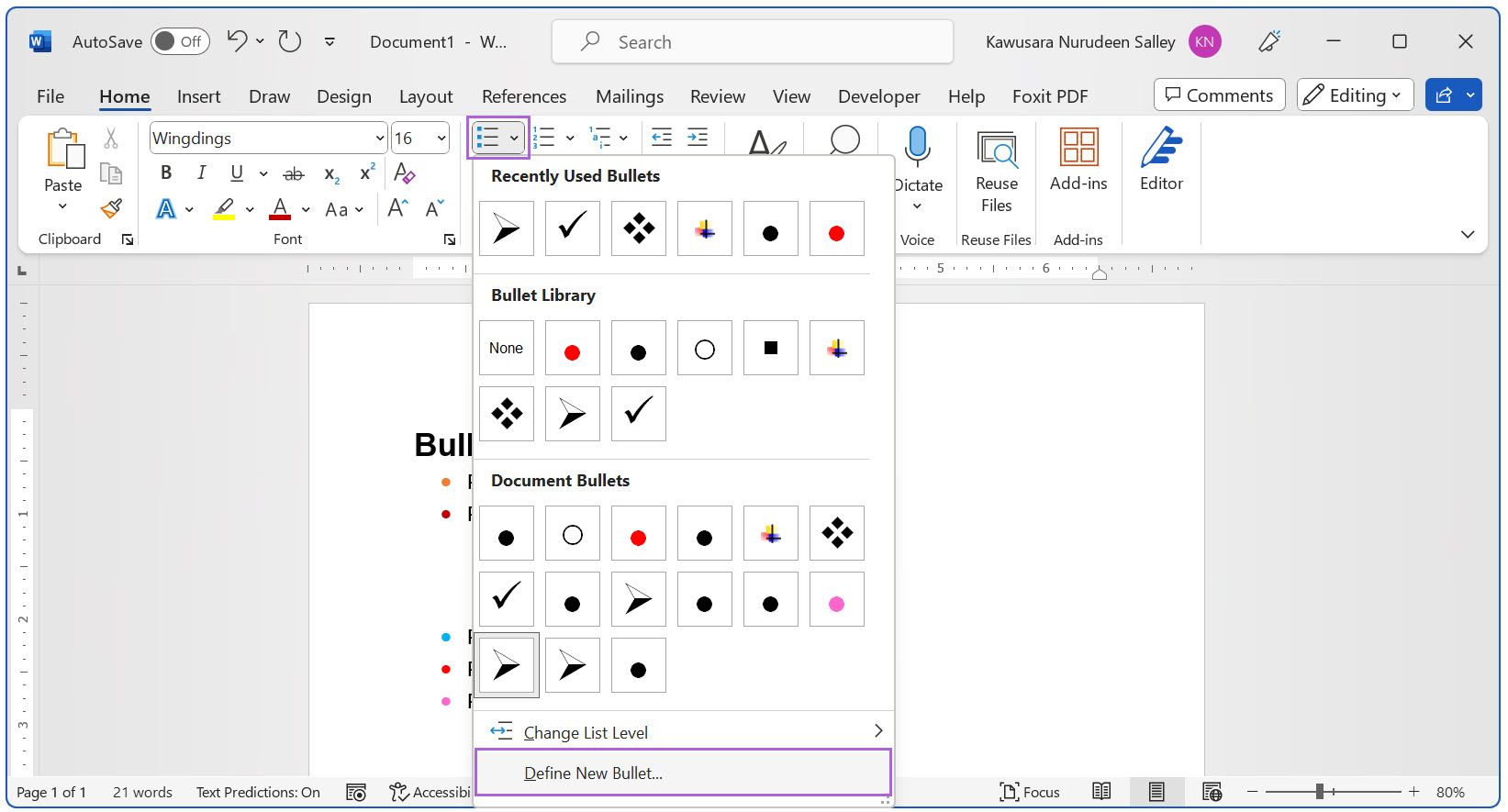 Нажмите стрелку рядом с Маркерами и выберите Определить новый маркер