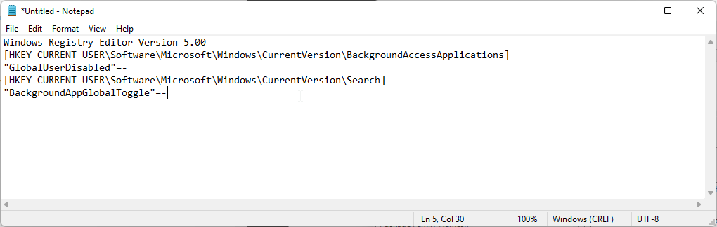 Пример содержимого .reg файла для включения фоновых приложений