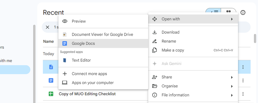 Скриншот: открытие Markdown-файла через Google Drive.