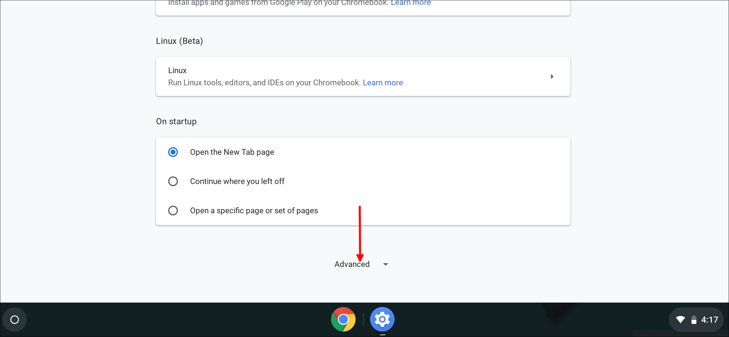 Настройки Chrome OS — расширенные