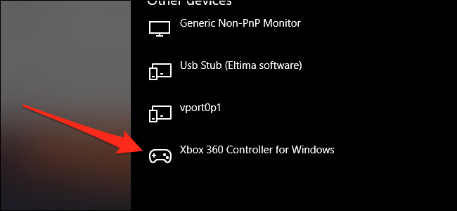 Список устройств Windows с подключённым контроллером