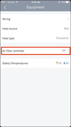 Тумблер Напоминание о фильтре: выключен и включён