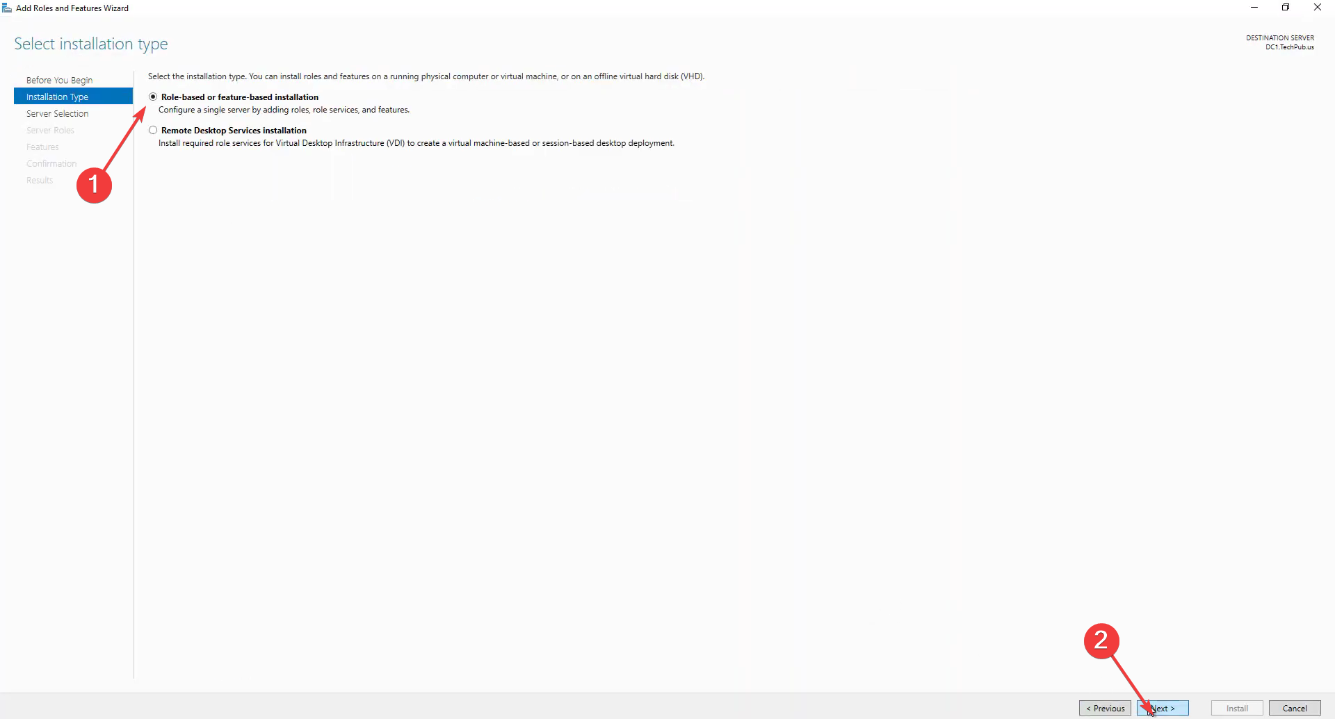 Выбор типа установки