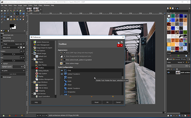 Отключение некоторых инструментов в панели