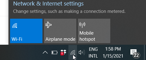 Значок Wi‑Fi в трее Windows