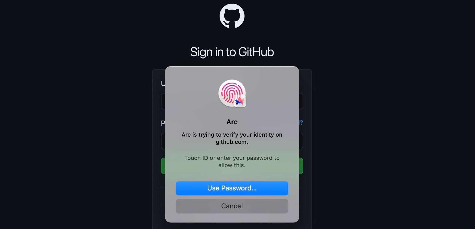 fingerprint access to verify passkey