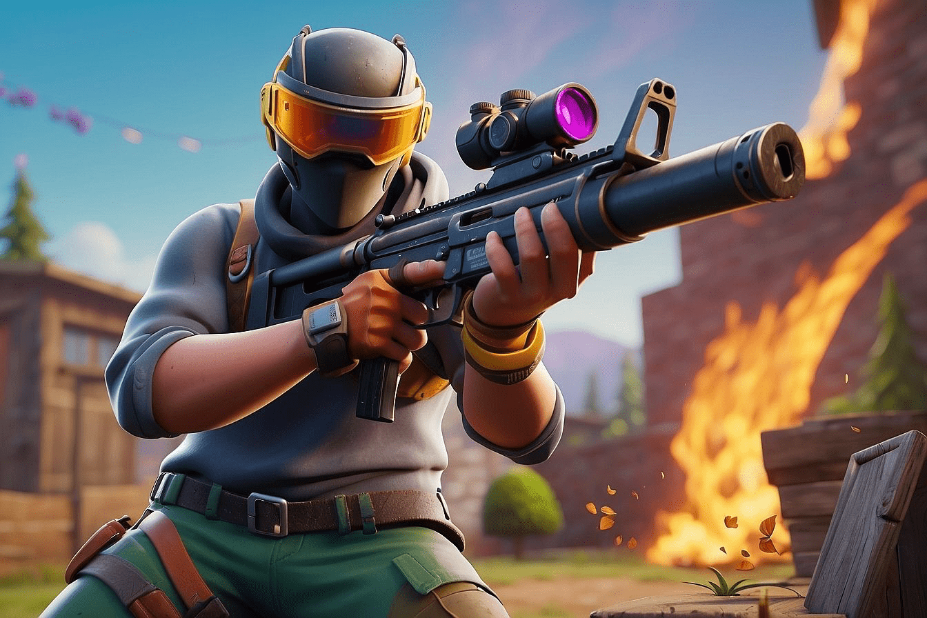 Fortnite в Apple Vision Pro — экран игры внутри шлема