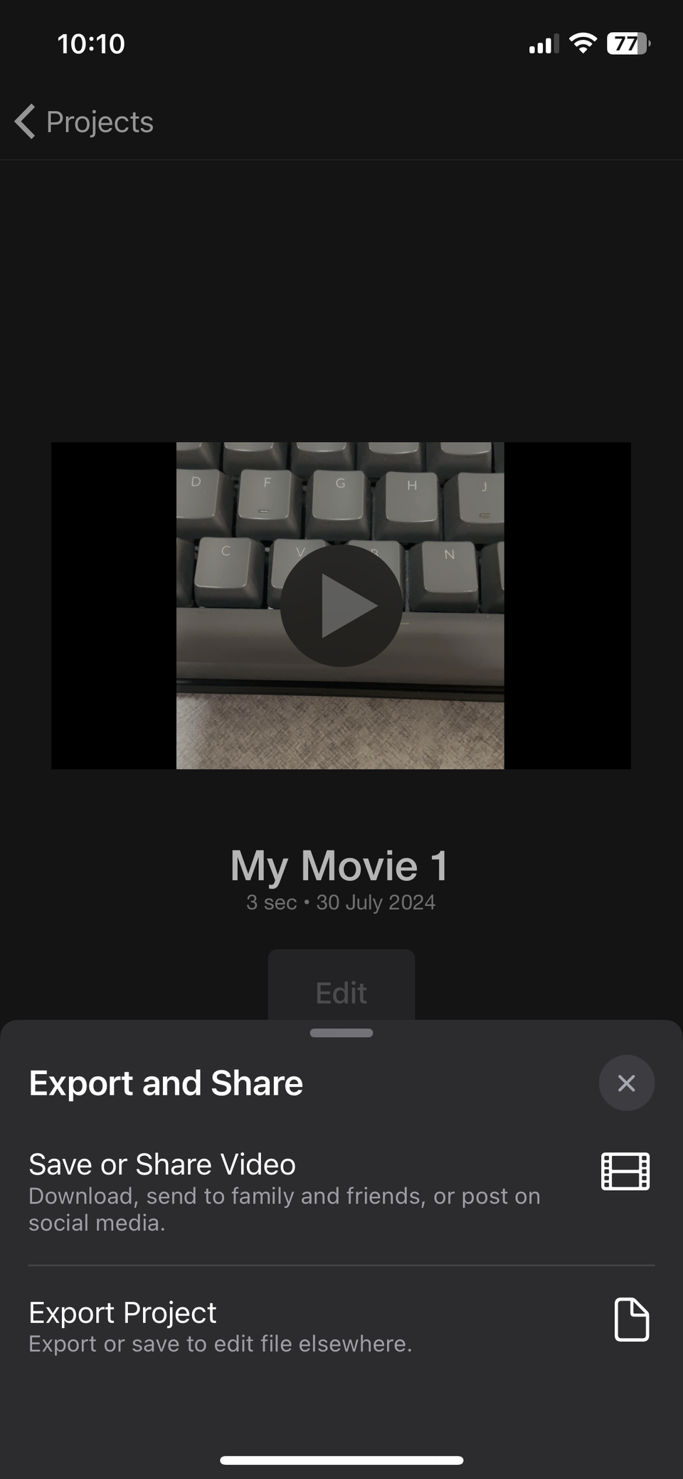 Поделиться или сохранить видео в iMovie на iPhone