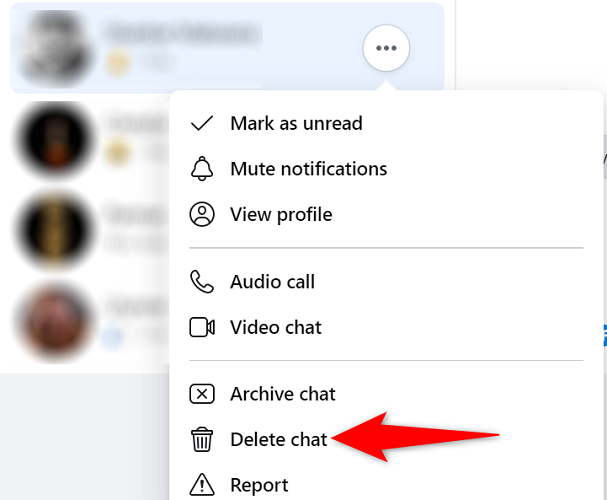 Нажмите «Удалить переписку» в меню.