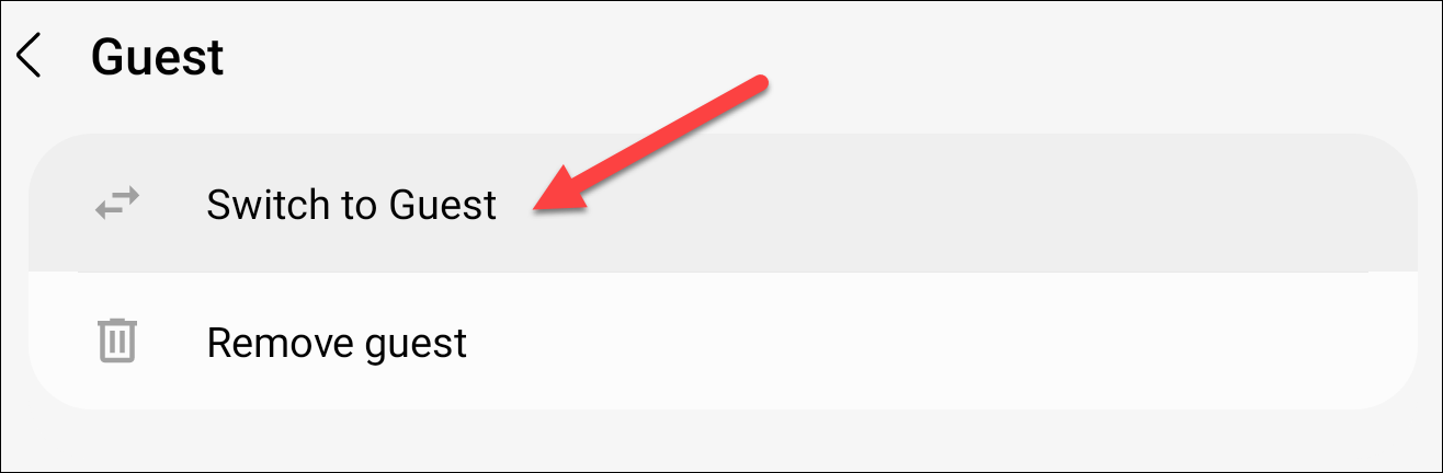 Выберите «Переключиться на гостя» для входа в гостевой профиль