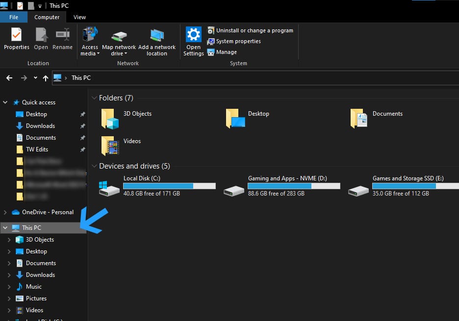 Este PC mostrando unidades