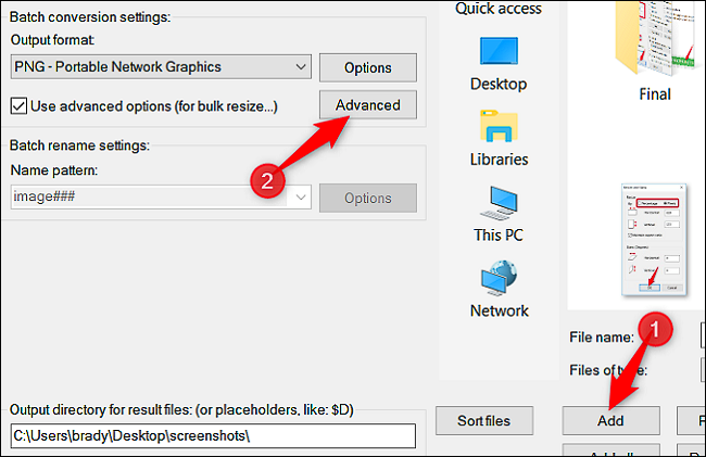 Добавление файлов в пакетную обработку IrfanView