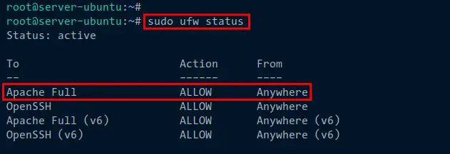 Настройка UFW для Apache