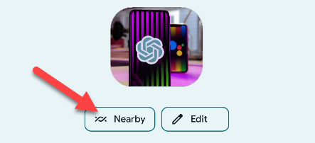 Выберите Nearby в меню «Поделиться»