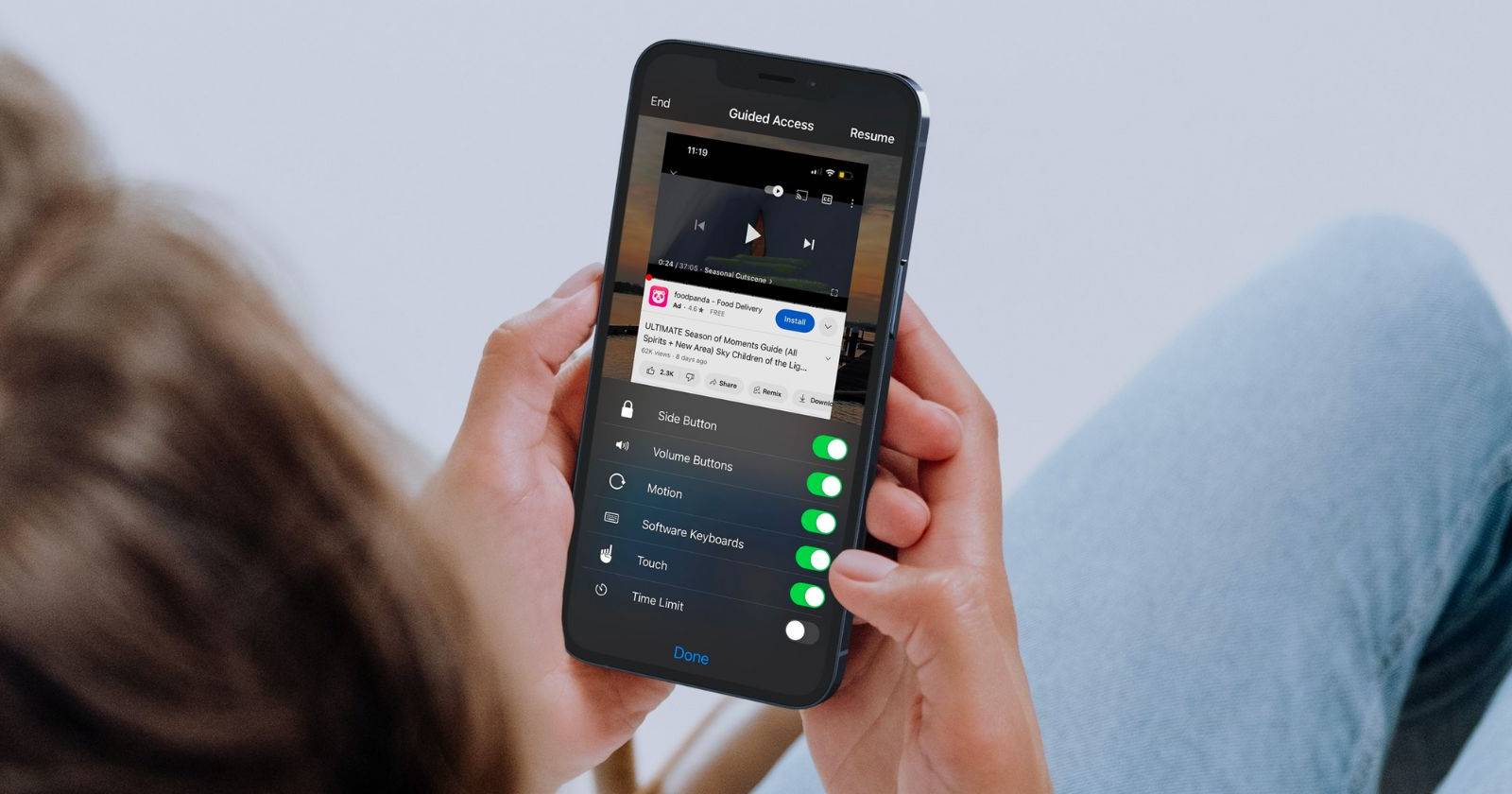 Скриншот в Guided Access на iPhone