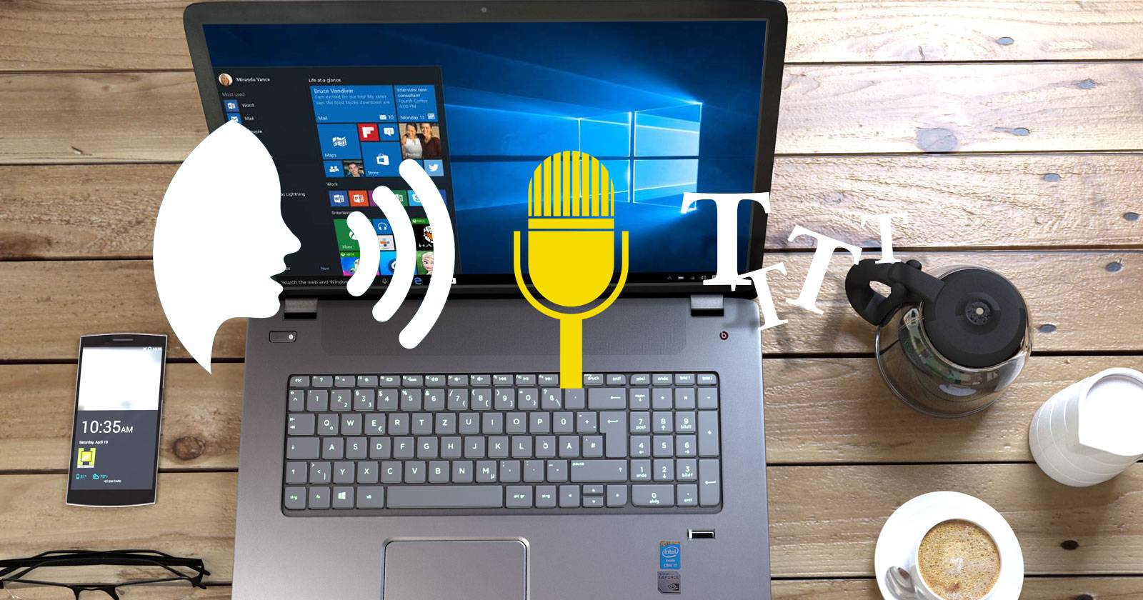 Изображение: интерфейс распознавания речи и настройки синтеза речи в Windows
