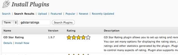 Настройки плагина GD StarRatings