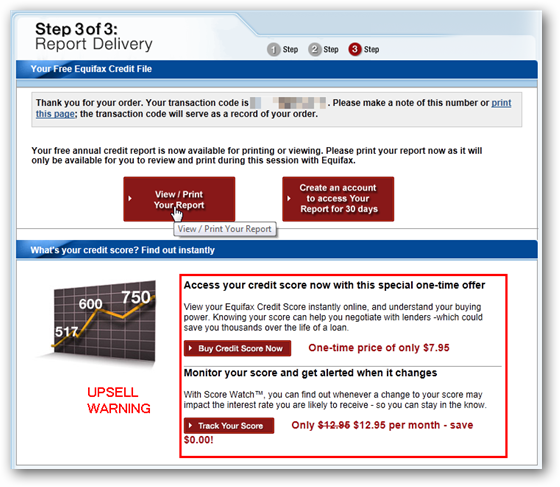 Опция просмотра и печати отчёта на Equifax