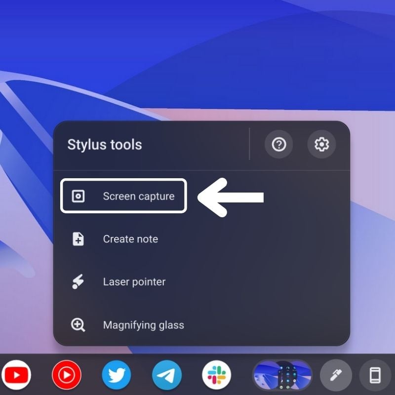 меню стилуса ChromeOS