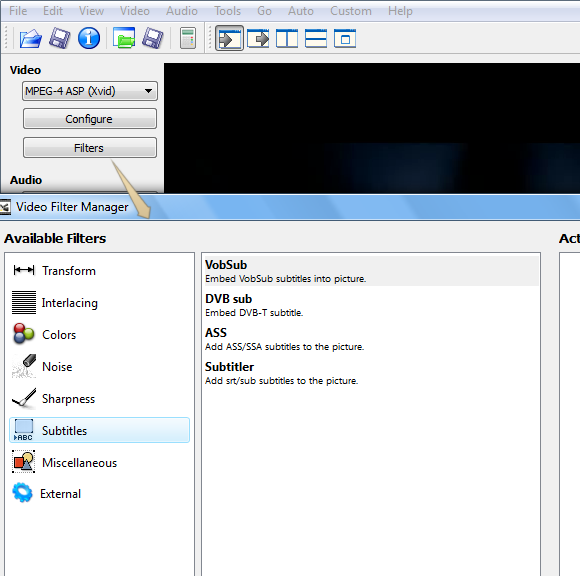 Менеджер видеофильтров с категориями и фильтрами субтитров