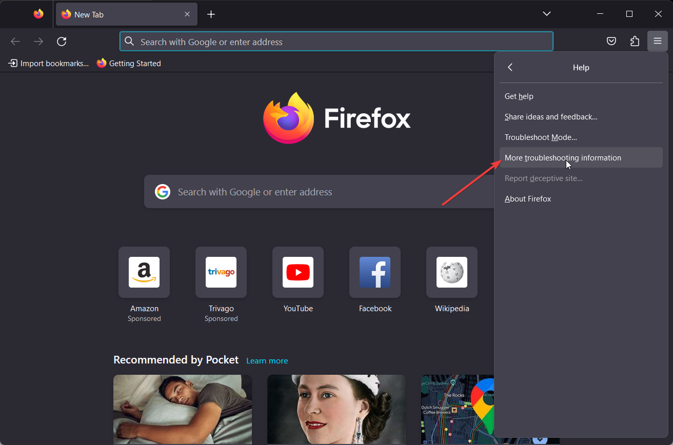 Страница 'Дополнительная информация для устранения неполадков' в Firefox