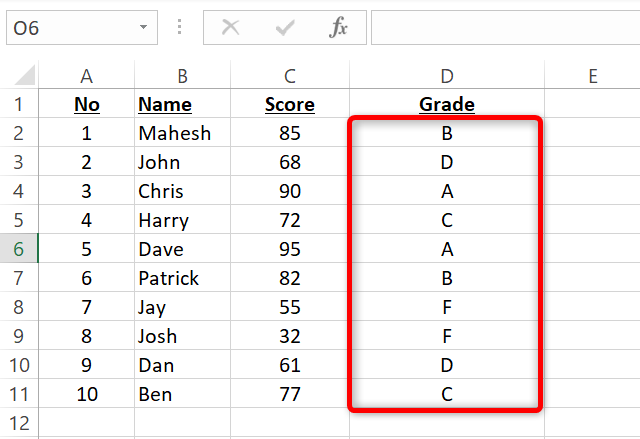 Результат вложенного IF для всех строк
