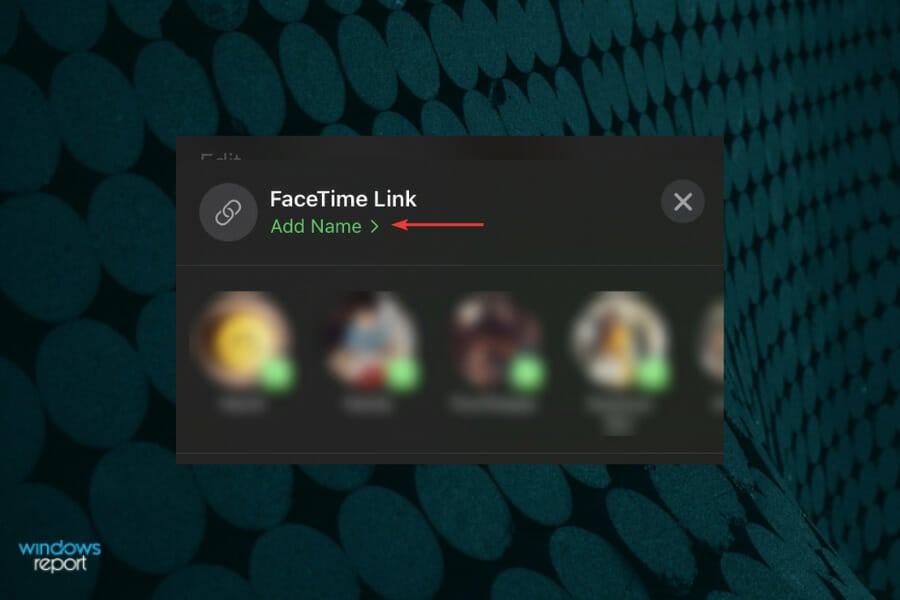 Параметр добавить имя для ссылки FaceTime