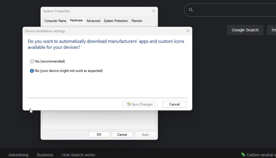 Отключение автоматической установки драйверов